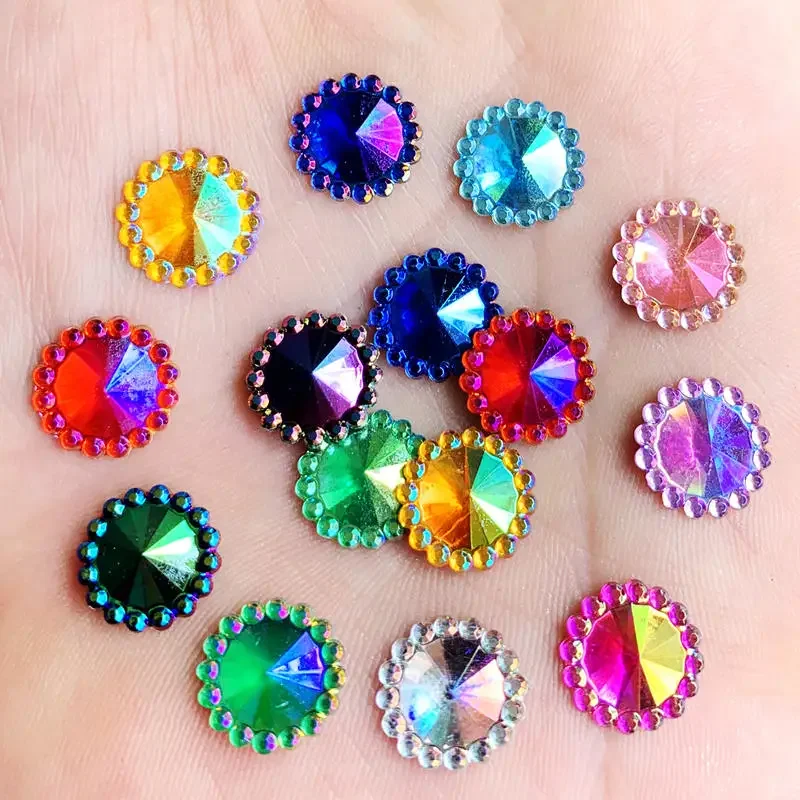 160Pcs/Bag  Acryl Rhinestone Colorful Mixed Colour Round Flat Bottom Shiny Stones wedding Decoration Beads DIY Crafts