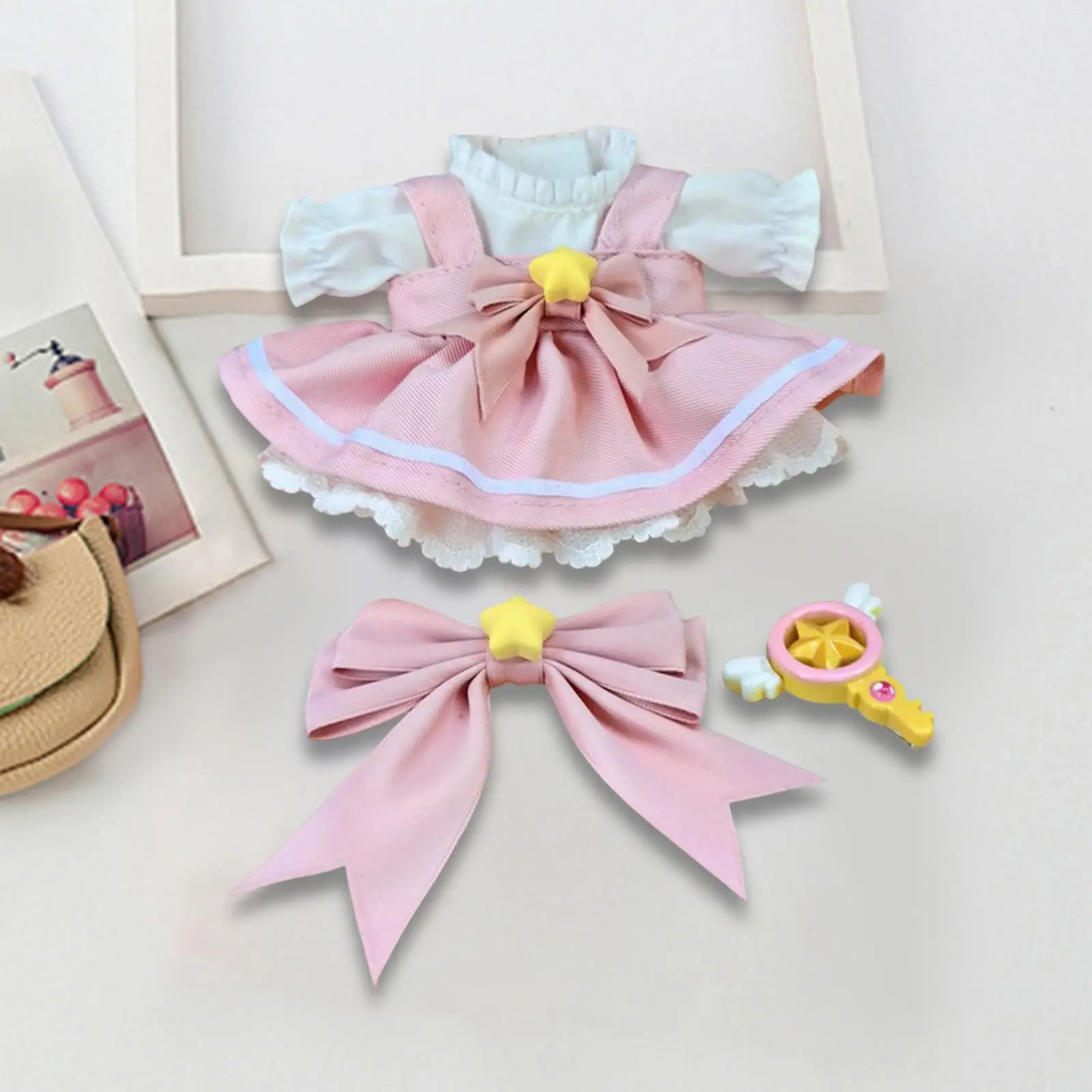 4 Pieces Fashion Dolls Dress Suit with Bow Tie for 17cm Girls Dolls, Boys Dolls Children's Gifts