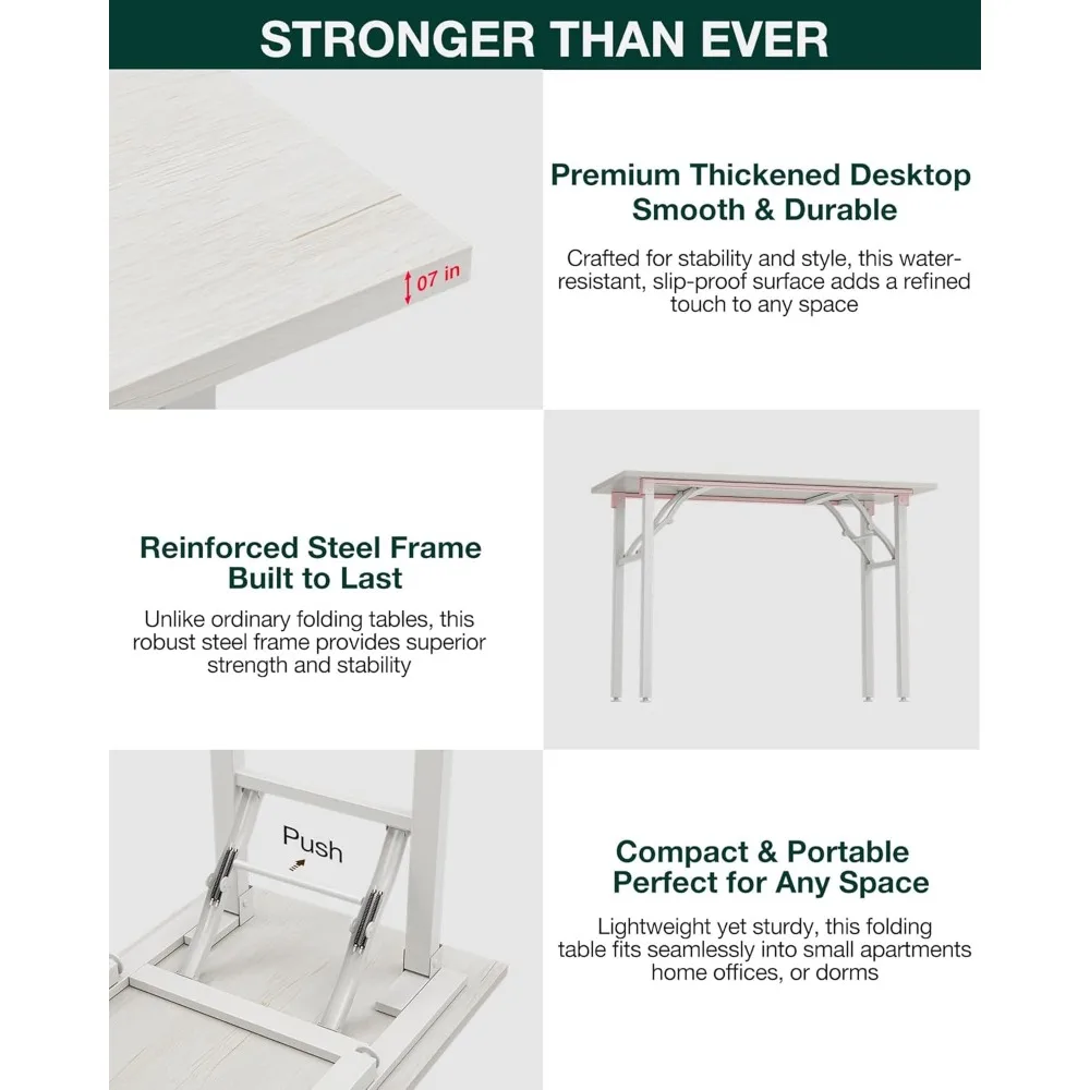 مكتب دراسة ومحمول قابل للطي مقاس 35.8 بوصة - طاولة خفيفة الوزن للمساحات الصغيرة، مكتب كمبيوتر محمول قابل للطي للاستخدام المنزلي والمكاتب