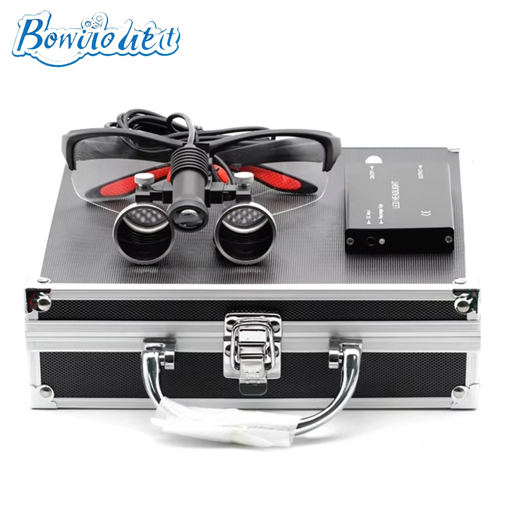 

2,5X/3,5X стоматологическая лупа, бинокулярная лупа для стоматолога, хирургическая лупа с 5 Вт, прожектор, головной светильник, корпус из алюминиевого сплава, батарея