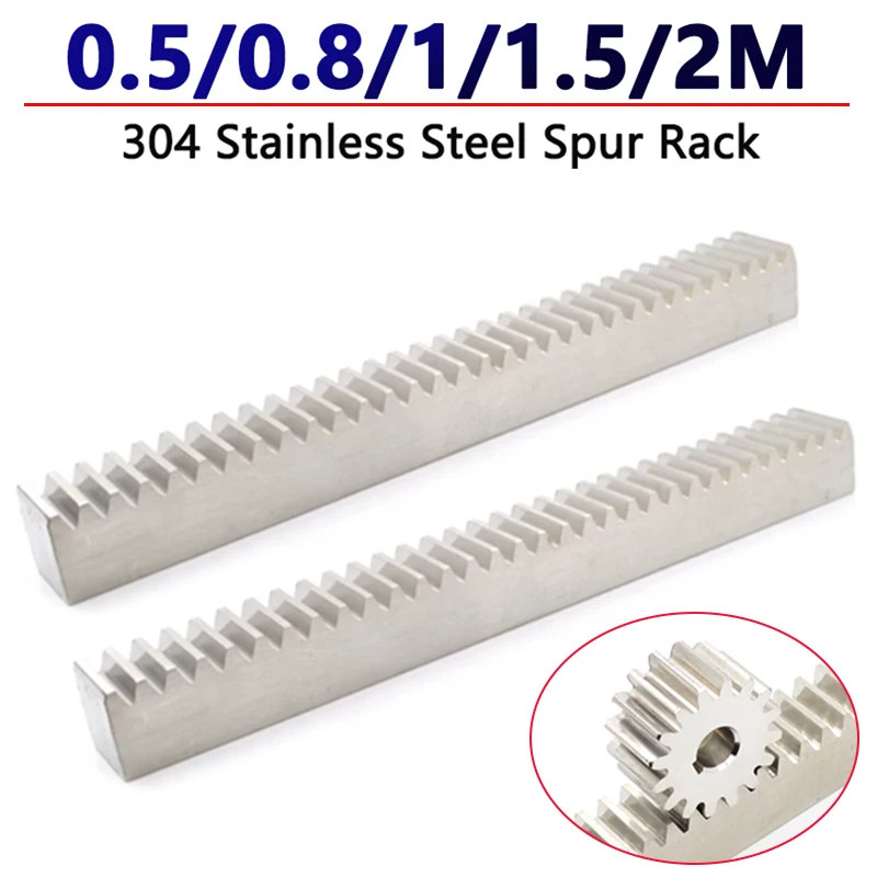 

1pcs 304 Stainless Steel Rack 0.5/0.8/1/1.5/2 Module Straight Teeth Drive Rack Length 300/500mm 0.5M 0.8M 1M 1.5M 2M Spur Rack