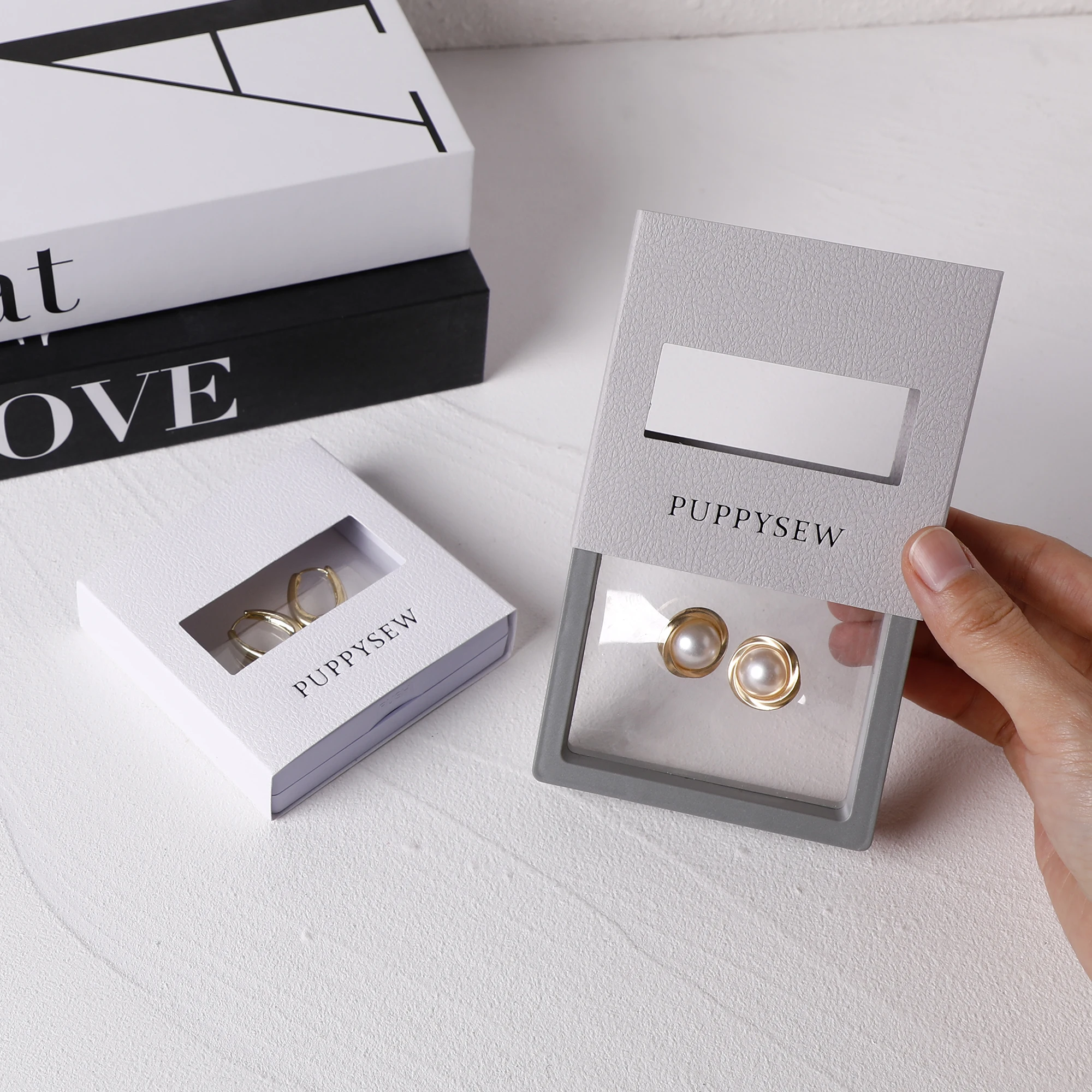 50pcs Custom Logo Jewelry Box Sleeves | Textured Cardboard Packaging for Small Business
