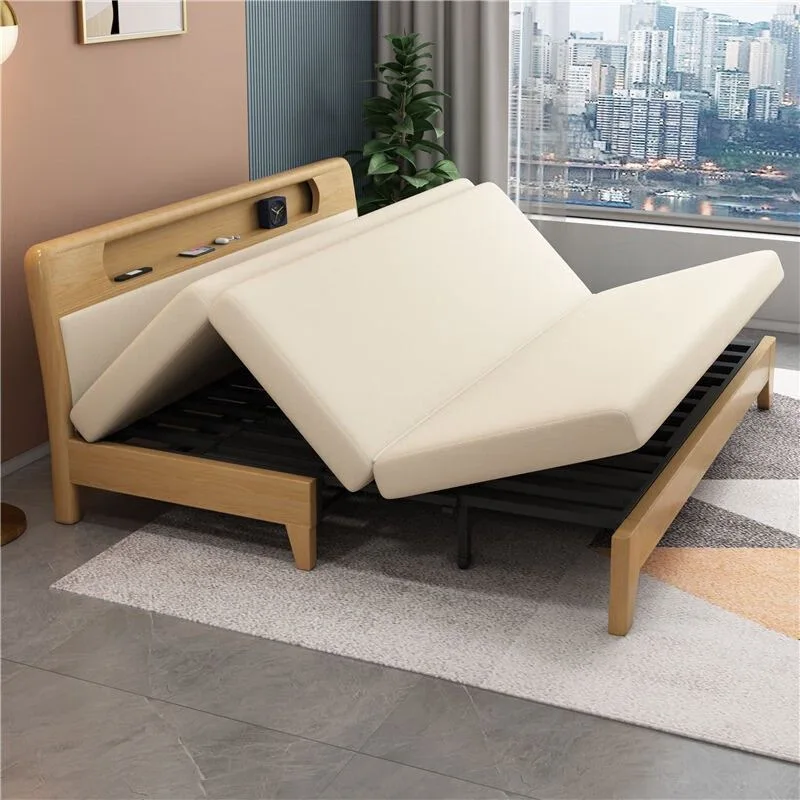 أريكة سرير من الخشب الصلب قابلة للطي وسحب للجلوس والنوم وسرير متعدد الوظائف