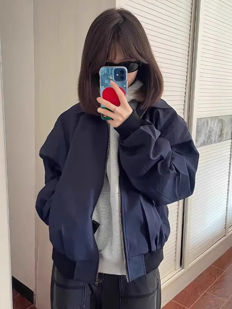 

Bomber Jackets Womens Jacket Red Autumn Chiffon Ruffles Ruched Romantic Girlish Japanese Style Bow Minimalist Artistic Flared OL