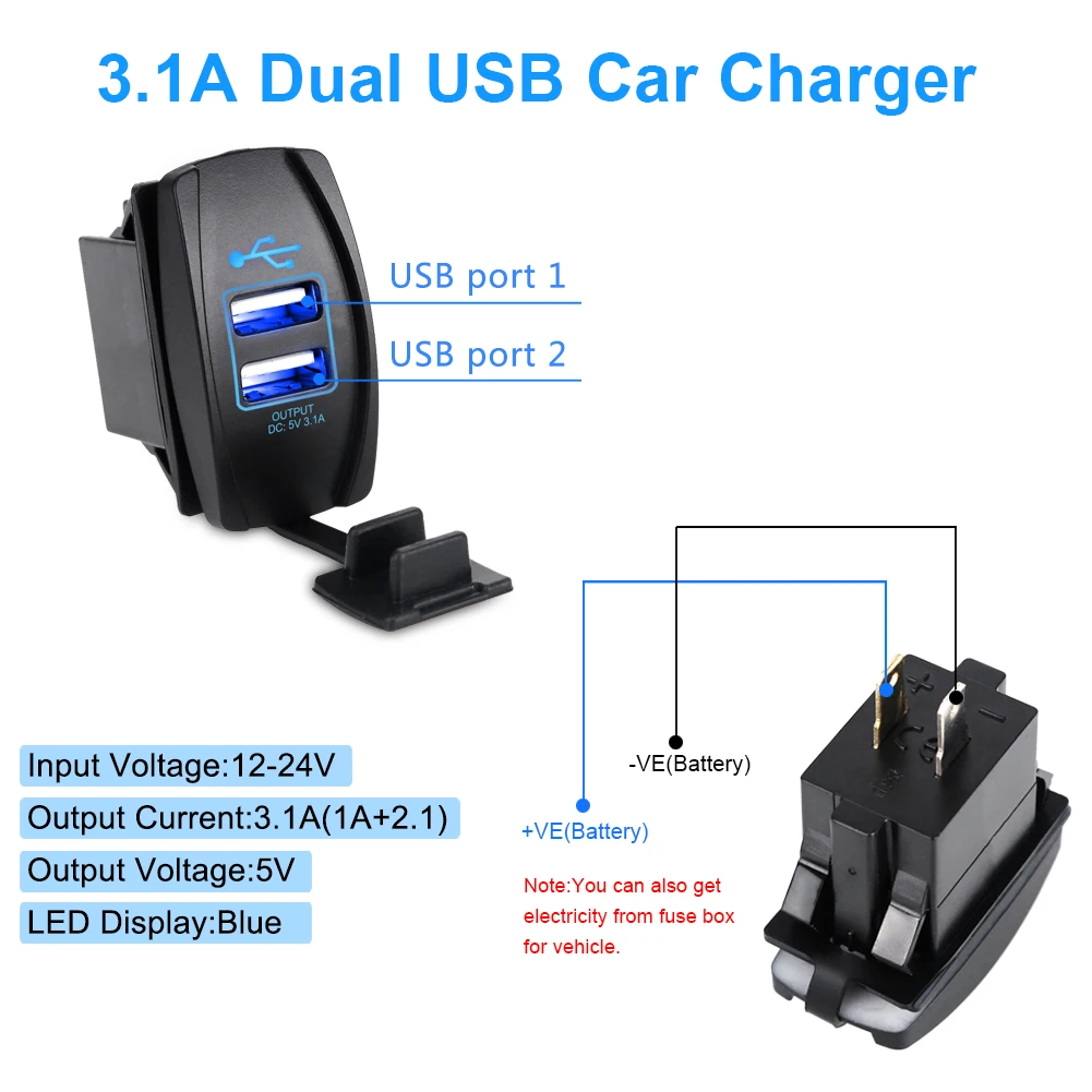 Universal Dual USB 12v Car Charger New 5V 3.1A 2 Port Mini Auto Charger Adapter For Car Motorcycle Electric Car ATV Boat