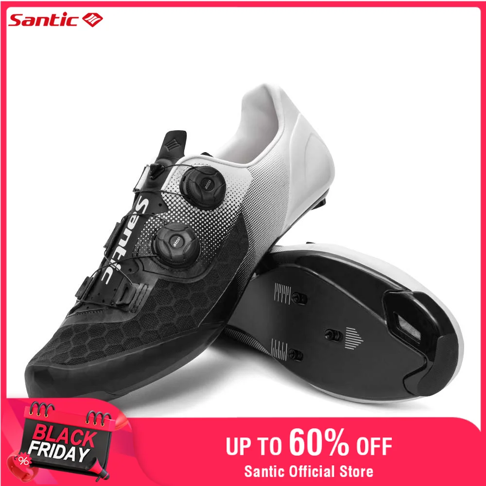 Santic Cycling Shoes Road Bike Cycling Lock Shoes Riding Equipment Grade 14 Carbon Fiber Sole Breathable Lightweight TMS24052H