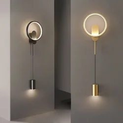 Modern Black Gold LED Wall Lamp Hallway Aisle Bedroom Bedside Study Stair Wall Sconce Luster Lighting Fixture Home Decoratioan