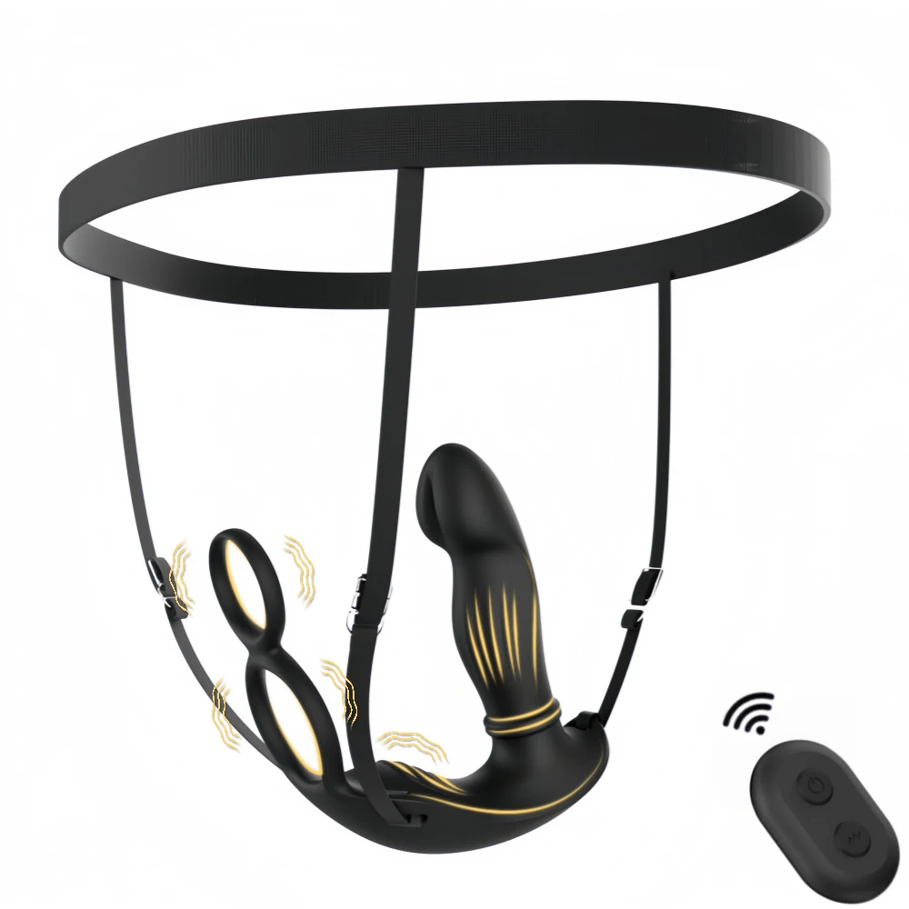 Wearable Anal Vibrator Strap On Vibrating Cock Ring Remote Thrusting Prostate Massager APP Control Silicone Anal Toys for Men