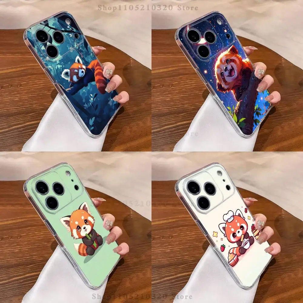 

Red Panda Cute Cartoon Phone Case For iPhone 16,15,17,12,13,14,11 Max,Pro,Plus,X,XS,XR,SE4,E Mini Transparent Cover