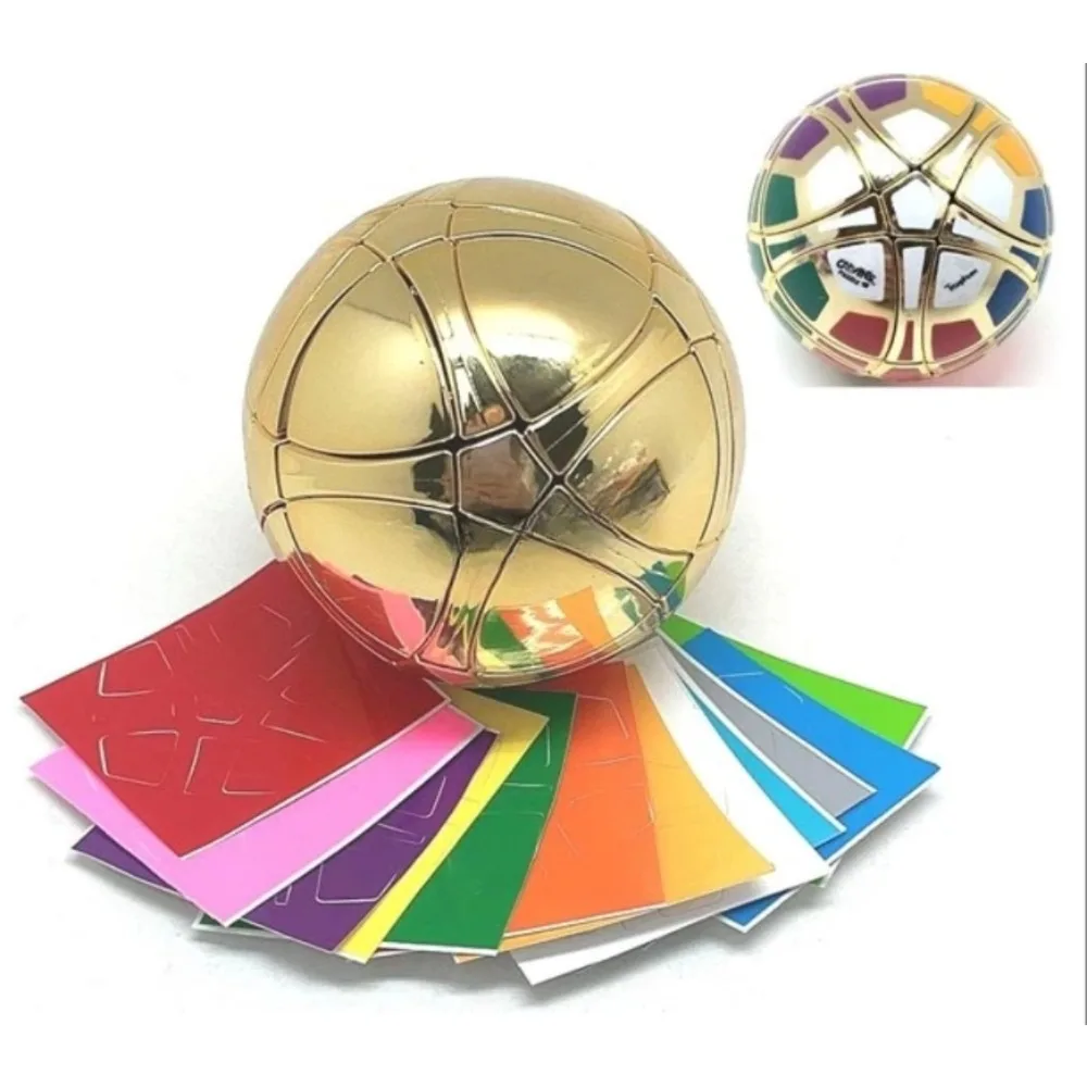 Limited Edition Calvin's Puzzle Traiphum Megaminx Ball Metallized Gold with 6 Color DIY Stickers Children's Educational Toy