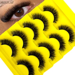 New 5 Pairs Fluffy Thick Lashes Russian Strip Lashes Faux Mink Fluffy 3D Fake Lashes Makeup Messy False Eyelashes