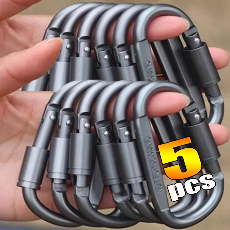 

Outdoor Sports Aluminum Alloy Keychain with Lock D-shaped Climbing Carabiner Multi-color Carabiner Camping Hiking Hooks Tools
