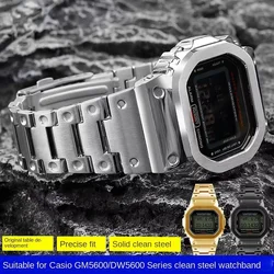 Men's Golden black Metal Watch Strap 16mm For Casio G-SHOCK GM-5600 DW5600 GW-M5610 metal Stainless steel watchband Bracelet
