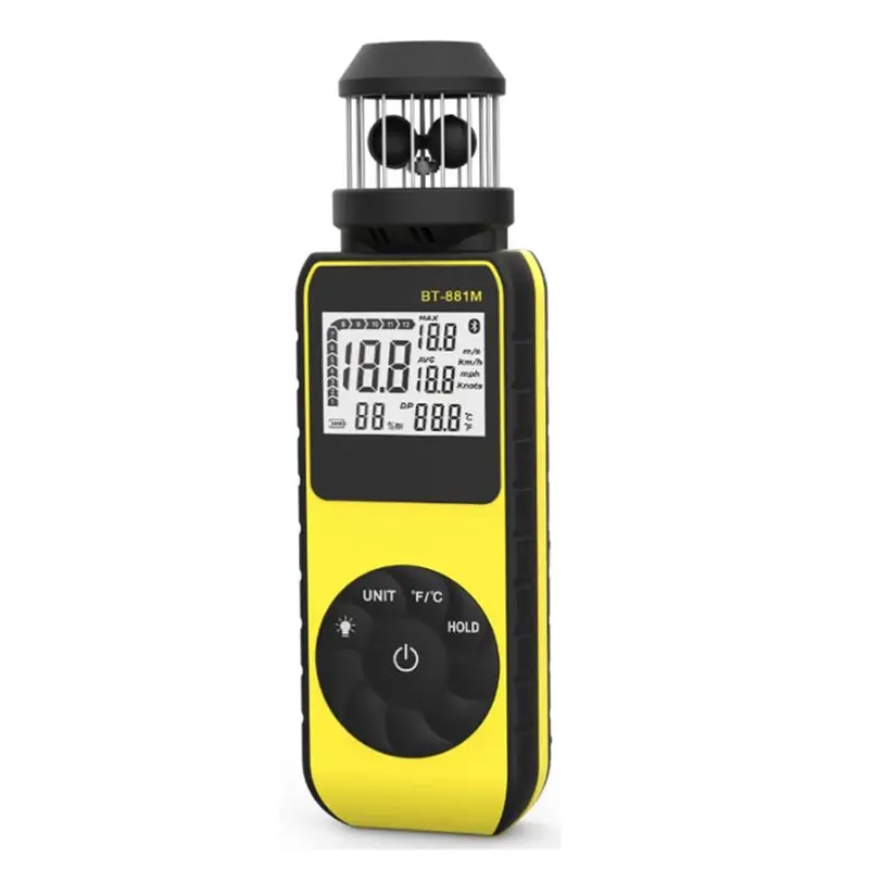 AT63-BT-881M Digital Anemometer Wind Meter - Handheld With 360° Rotation For Wind Speed And Temperature Measurement