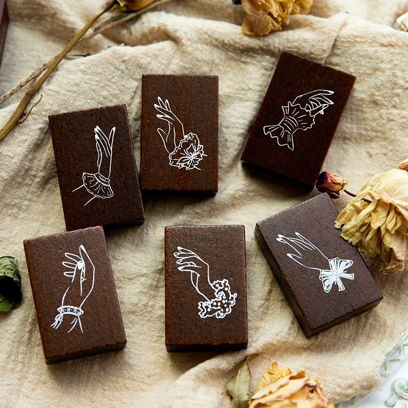 Retro Damga Parmak Ucu Melodi Serisi Yaratıcı El Kitabı Baskı Malzemesi Dekoratif Karalama Defteri katı ahşap Fotoğraf Albümü Kağıt Kartı