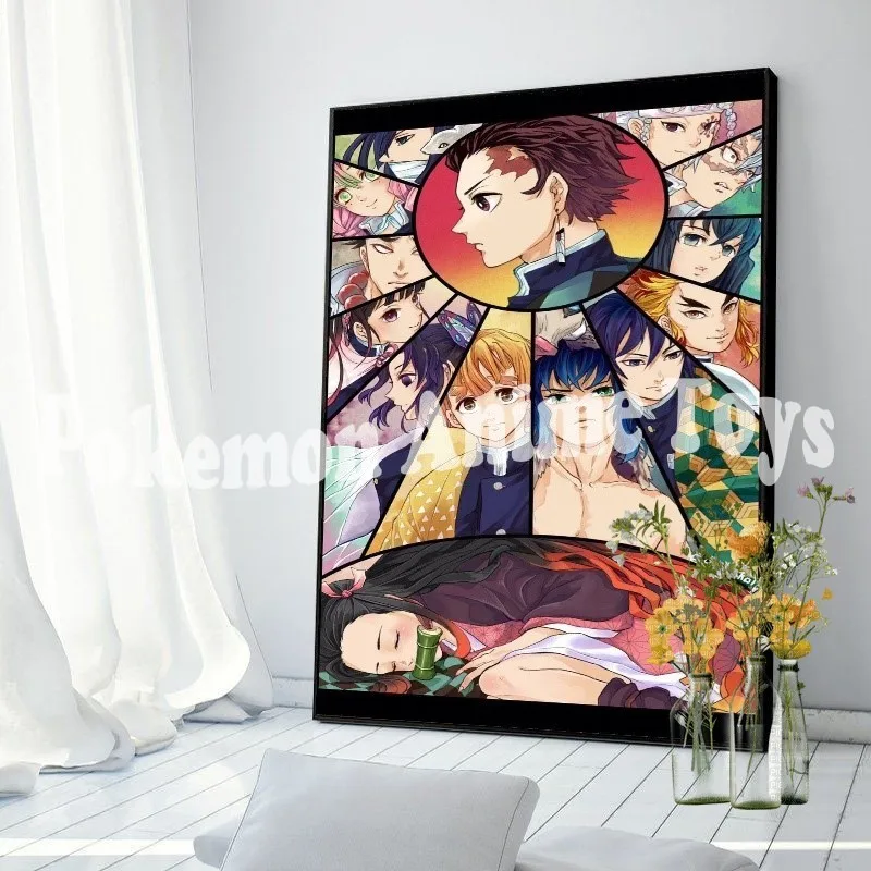 Anime Demon Slayer Canvas Poster Tanjirou Nezuko Kyoujurou Home Wall Art Painting Prints Pictures Kids Bedroom Decor Mural Gifts