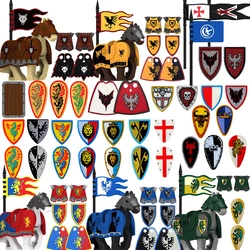 Medieval Roman Knight Legion Building Block Castle Green Dragon Forest Wolf  War Horse Dragon Lion Shield Armor Cloak Brick Toys