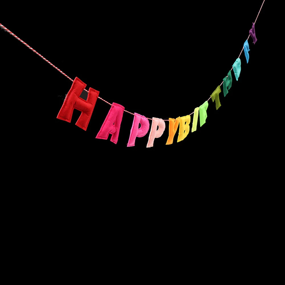Newborn Photography Props Felt Happy Birthday Banner Colorful Garland Baby 1stBirthday Party Decor Milestone Photoshoot Backdrop