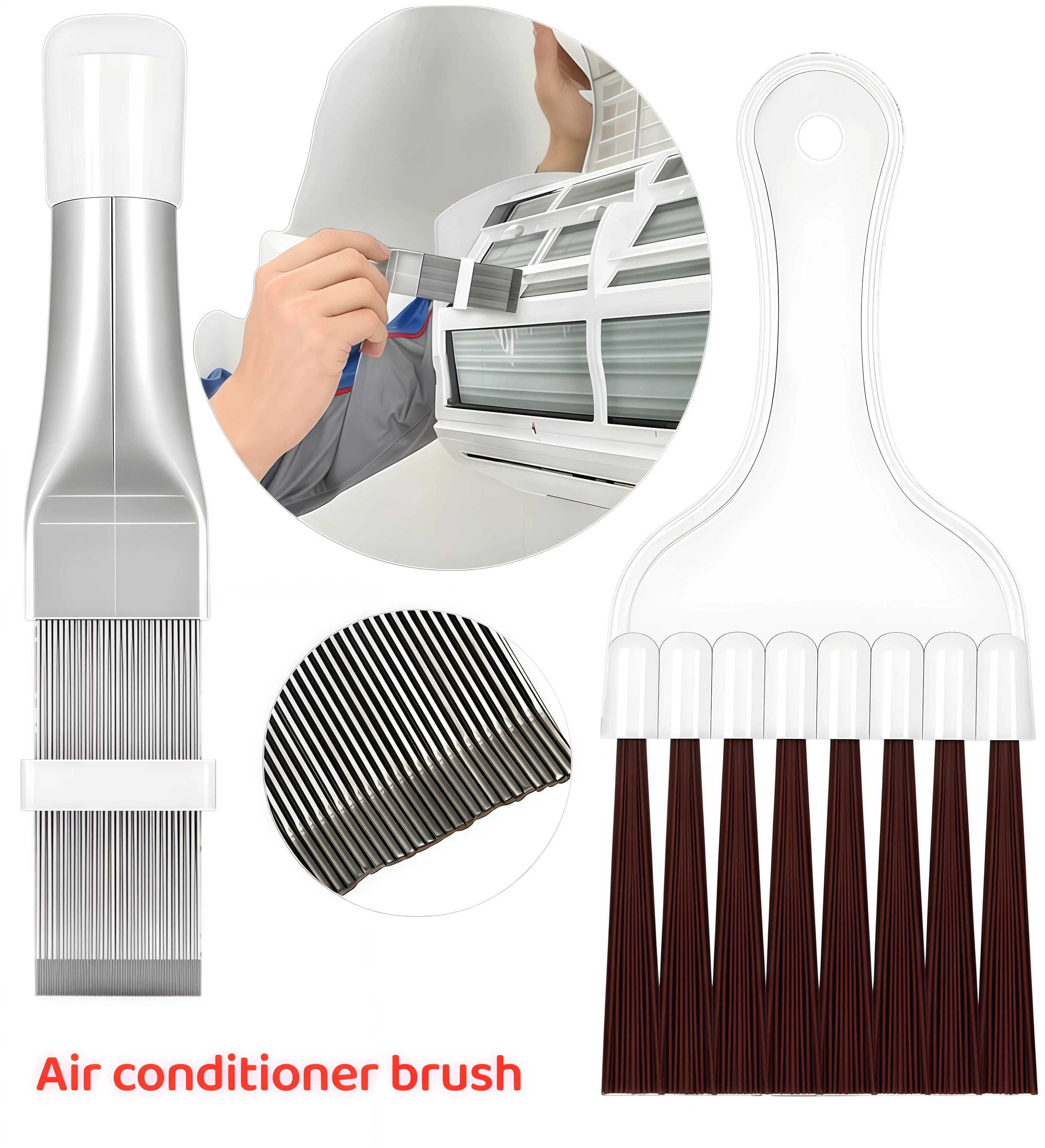 Stainless steel comb for air conditioning fins, household gap cleaning brush, HVAC condenser fin deformation combing tool