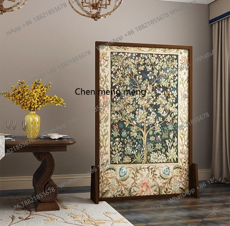 Screen partition living room hotel office entrance entrance, mobile solid wood screen decoration