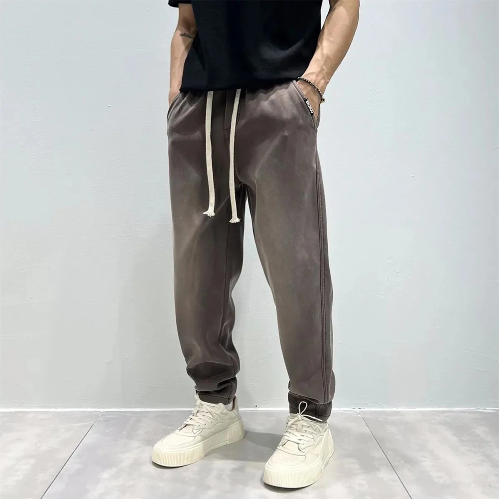 American Retro Washed Popular Casual Pants Men Autumn Winter Loose Small Straight Trousers Versatile Handsome Fashion Trend Pant
