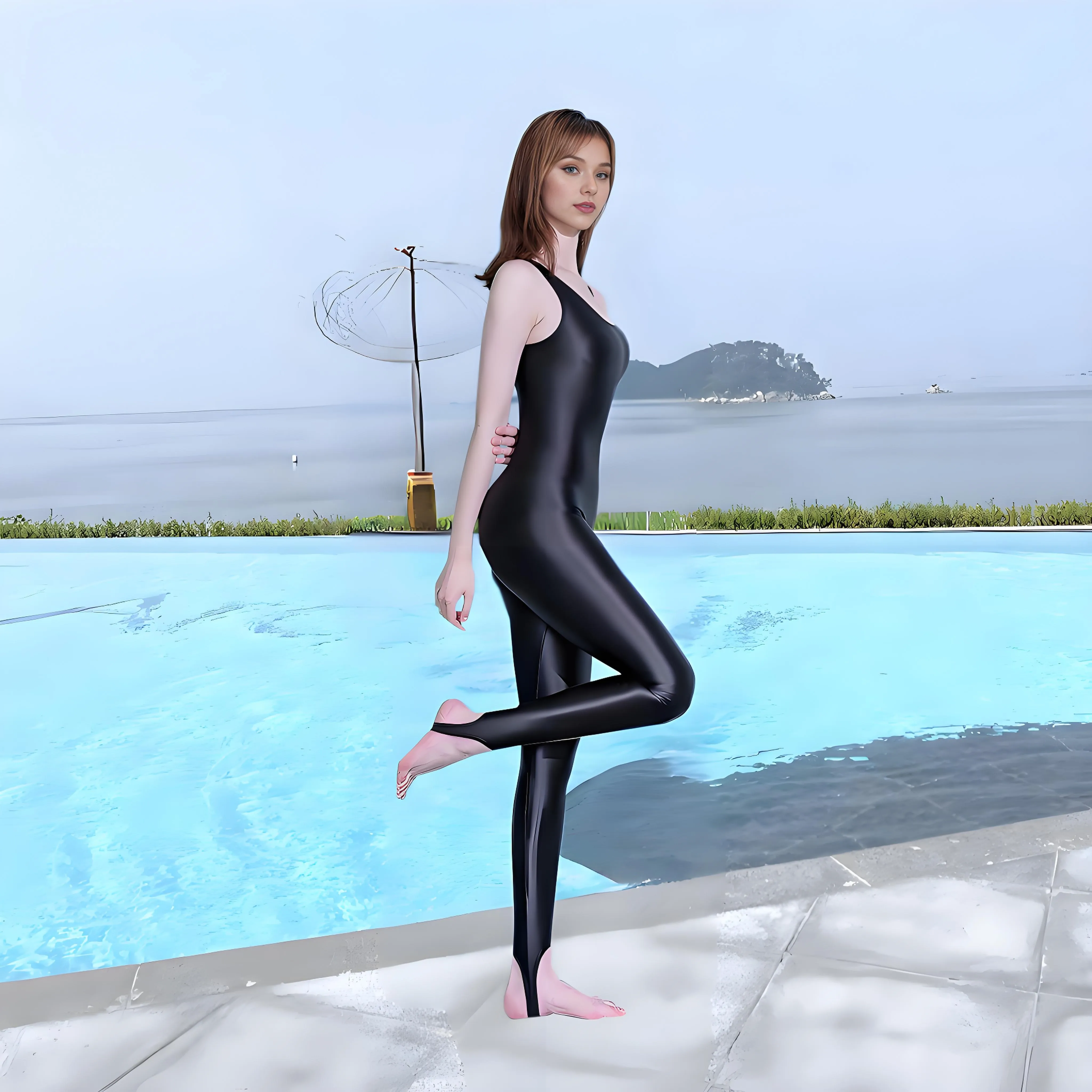 

Tights dance suit female ballet training suit body slimming basic training gymnastics suit air yoga one-piece vest stepping pant