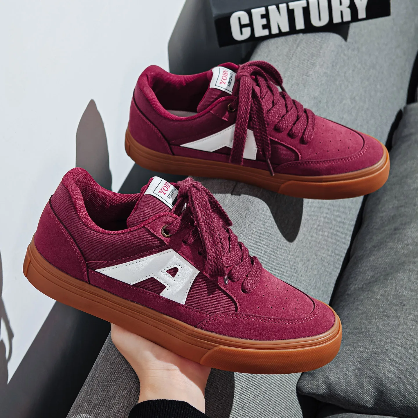 

2025 модная мужская обувь Dequn в стиле ретро, мужская дышащая повседневная спортивная обувь, осенняя удобная пластиковая подошва до щиколотки