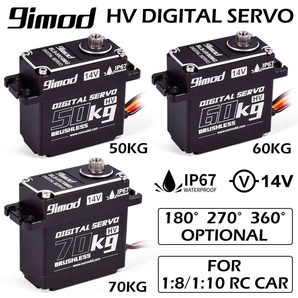 9imod Brushless Servo 70KG 60KG 50KG Waterproof RC Servo Motors Metal Gear 14V For 1/8 1/10 RC Crawler Car Robot Traxxas Scx10