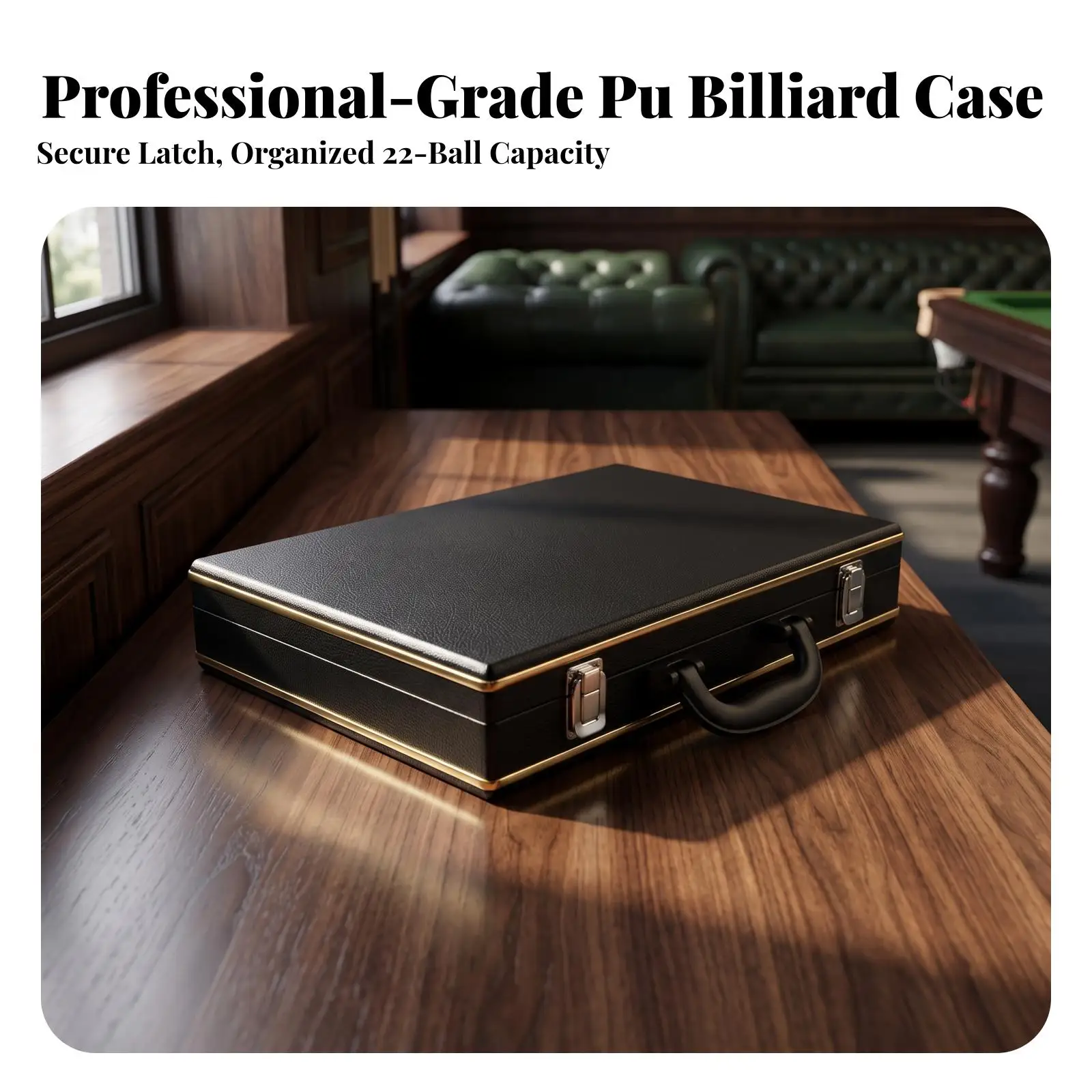 Portable Billiard Ball Case | Hard Rectangular Shell, molded Interior Slots, Pool Ball Case
