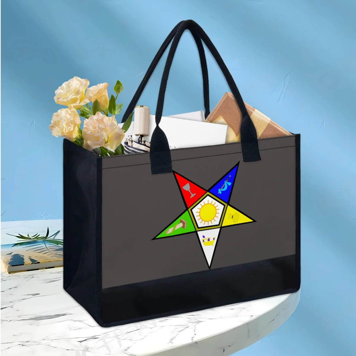 Handle Portable Travel Handbags OES Sistars Order Of Eastern Print Trend Ladies Shopping Bag Canvas Totes for Women Beach Bags