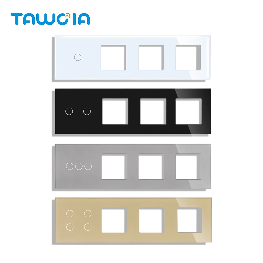 TAWOIA Only Glass Panel 299mm Crystal Tempered Glass Frame With Metal Frame For Wall Socket Touch Switch Function Part DIY