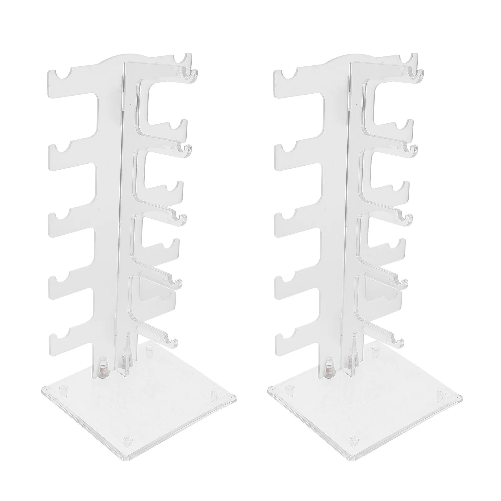 2Pcs High Quality Glasses Display Shelf Transparent Acrylic 5-Position Rack for Home Office Store Living Room Desktop Decor