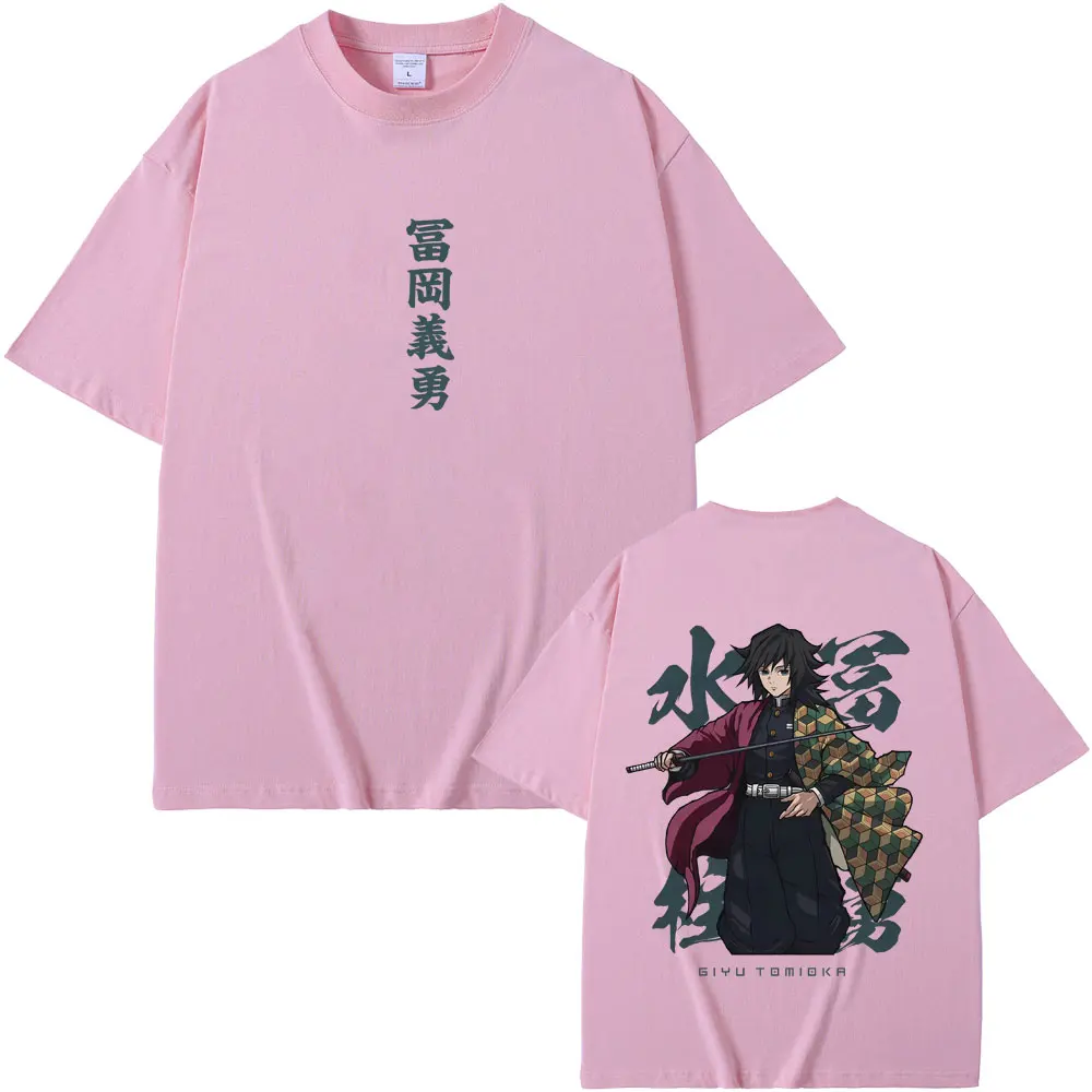 Anime Demon Slayer Water Hashira Tomioka Giyuu Graphic T Shirts Men Women Casual Soft Cotton T-shirt Men's Fashion Streetwear