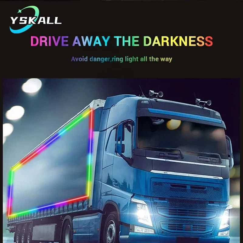 

Dynamic Colorful Strobe Running Streamer Car RGB LED Strip Light Super Bright Warning Lamp Exterior Decoration Ambient Light 24V