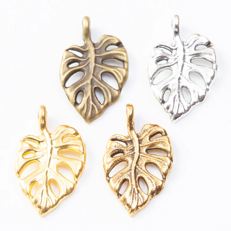 150pcs 21*12MM ZAKKA Grocery Creative Vintage Plant Element Leaves Handmade DIY, Bronze Popular Necklace Jewelry Pendant