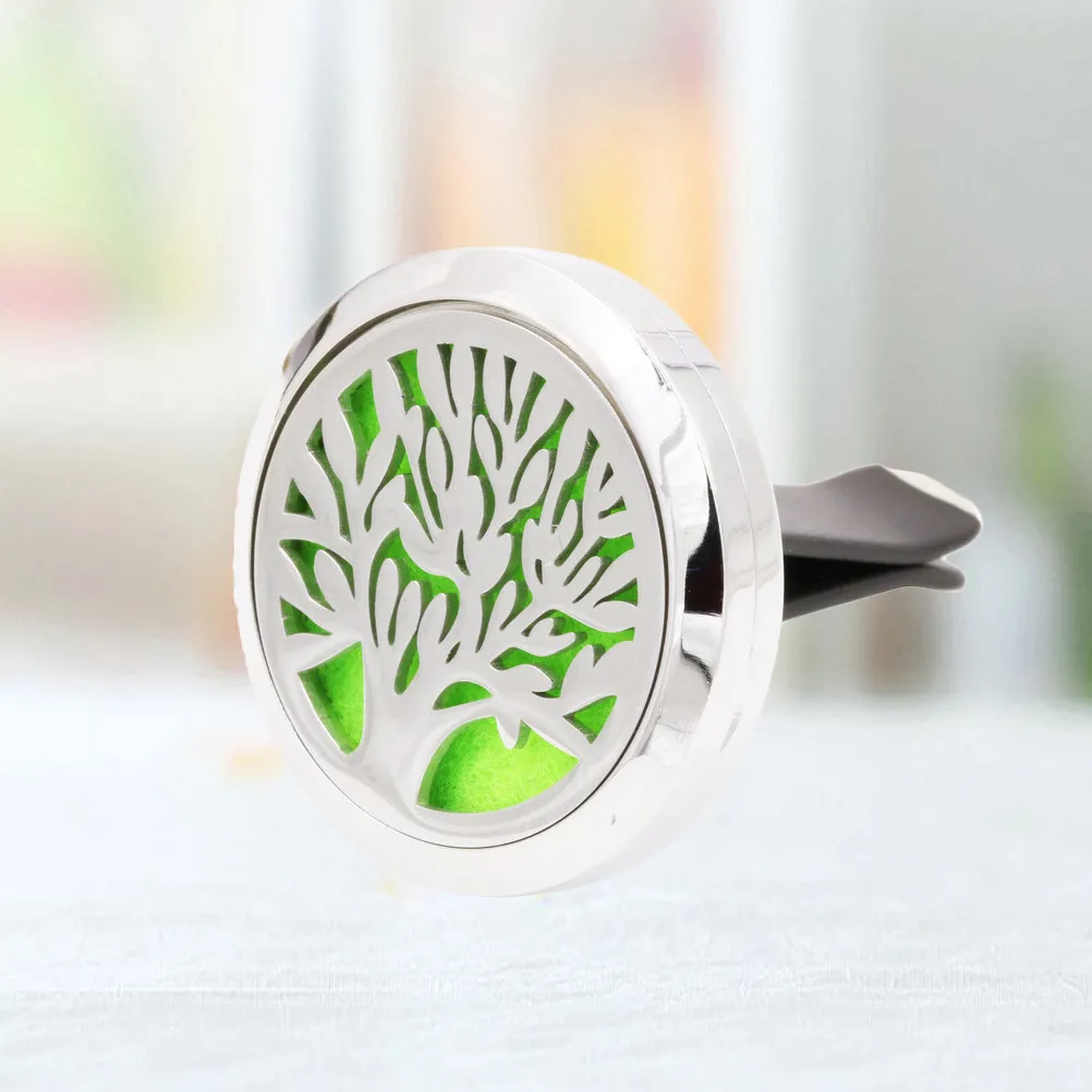 Creative Tree Pattern Car Essential Oil Diffuser Vent Clip Stainless Steel Locket Random Color Mini Aromatherapy Air Freshener