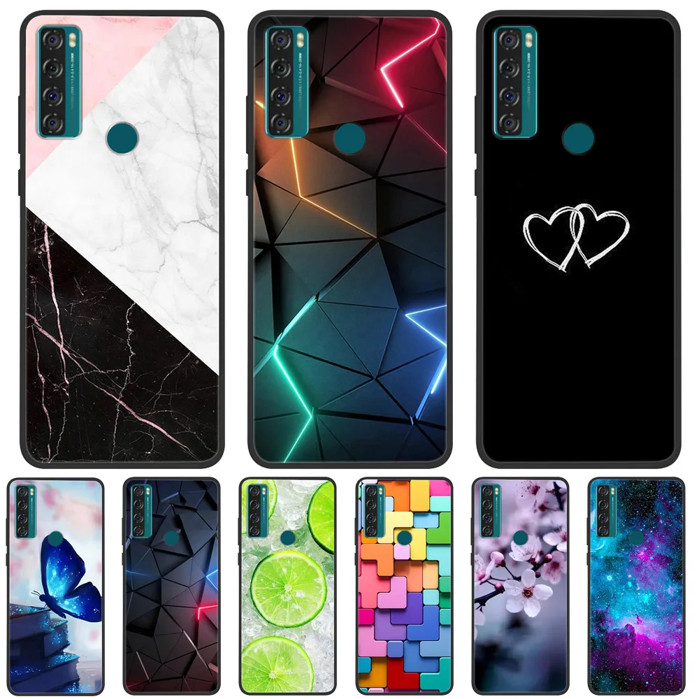 

For TCL 20 SE Case 20SE Silicone Space painted TPU Black Funda for TCL 20 SE Case TCL20SE TCL20 SE Protector Coque etui Shell