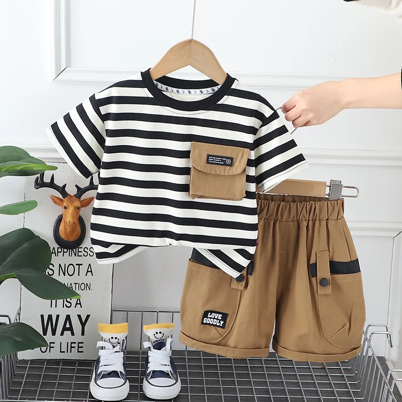 New Baby Boys Clothes Suit Summer Children Fashion Striped T-Shirt Shorts 2Pcs/Sets Toddler Casual Costume Kids Tracksuits