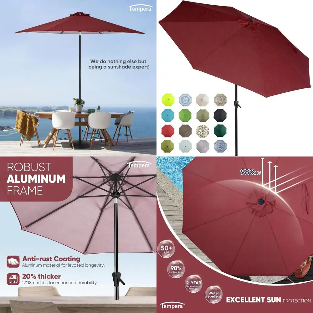 

Большой автоматический зонт для патио с регулируемым наклоном, прочной стойкой и устойчивым к выцветанию куполом для легкой установки на улице