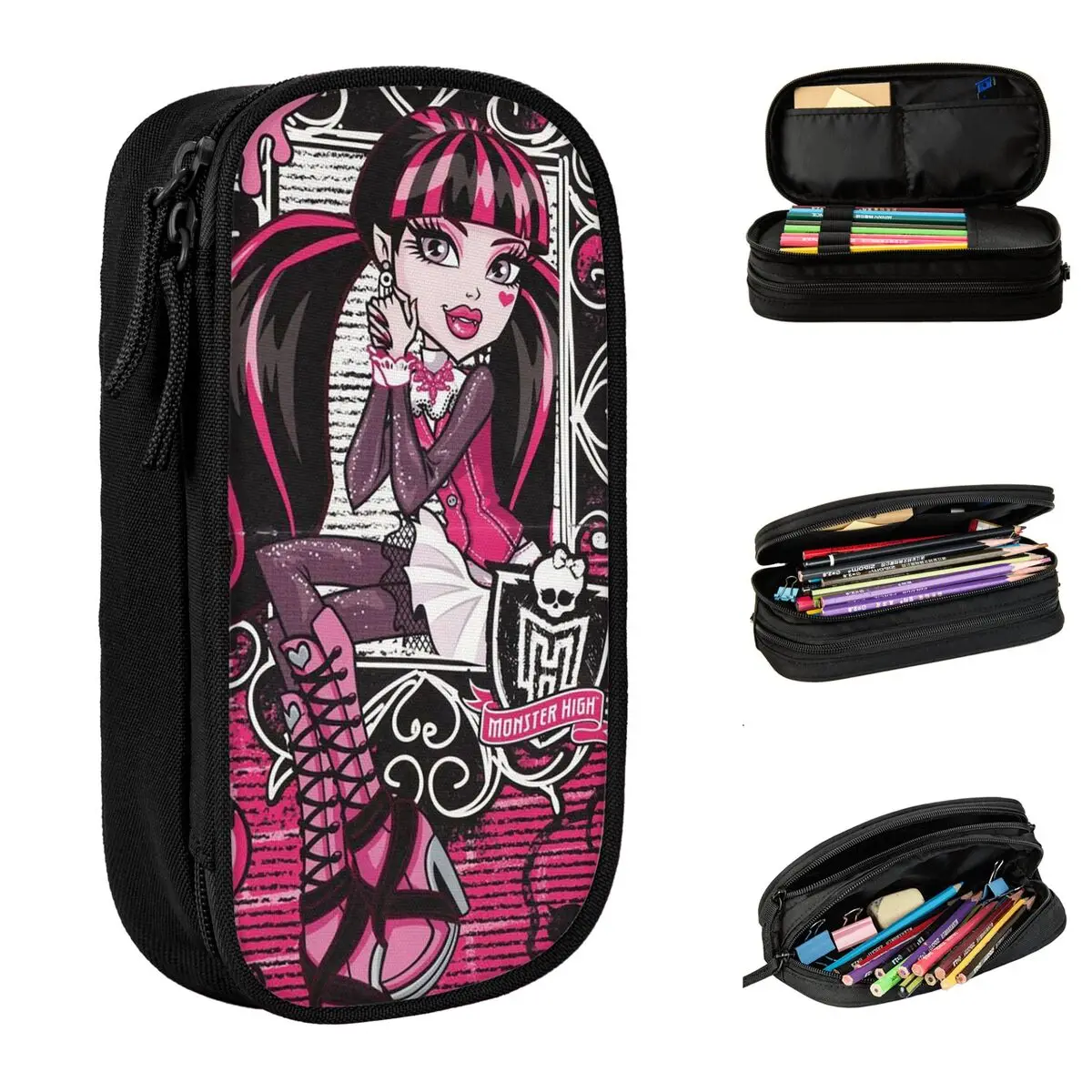 

Пеналы Draculaura Monster High, Мультяшные Пеналы, коробка для ручек для студентов, большие сумки для хранения карандашей, школьные подарки, канцелярские принадлежности