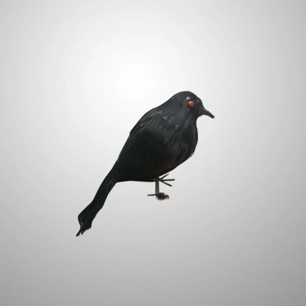 Realistic Halloween Decoration Black Ed Crow Prop Scary Black Crow for Haunted Halloween Decorations Fall Winter Display