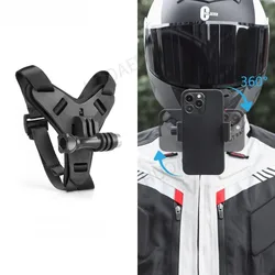 360 Degrees Motorcycle Helmet Chin Strap Mount With Phone Clip Compatible For IPhone Samsung, LG, Pixel, Xiaomi Smartphone