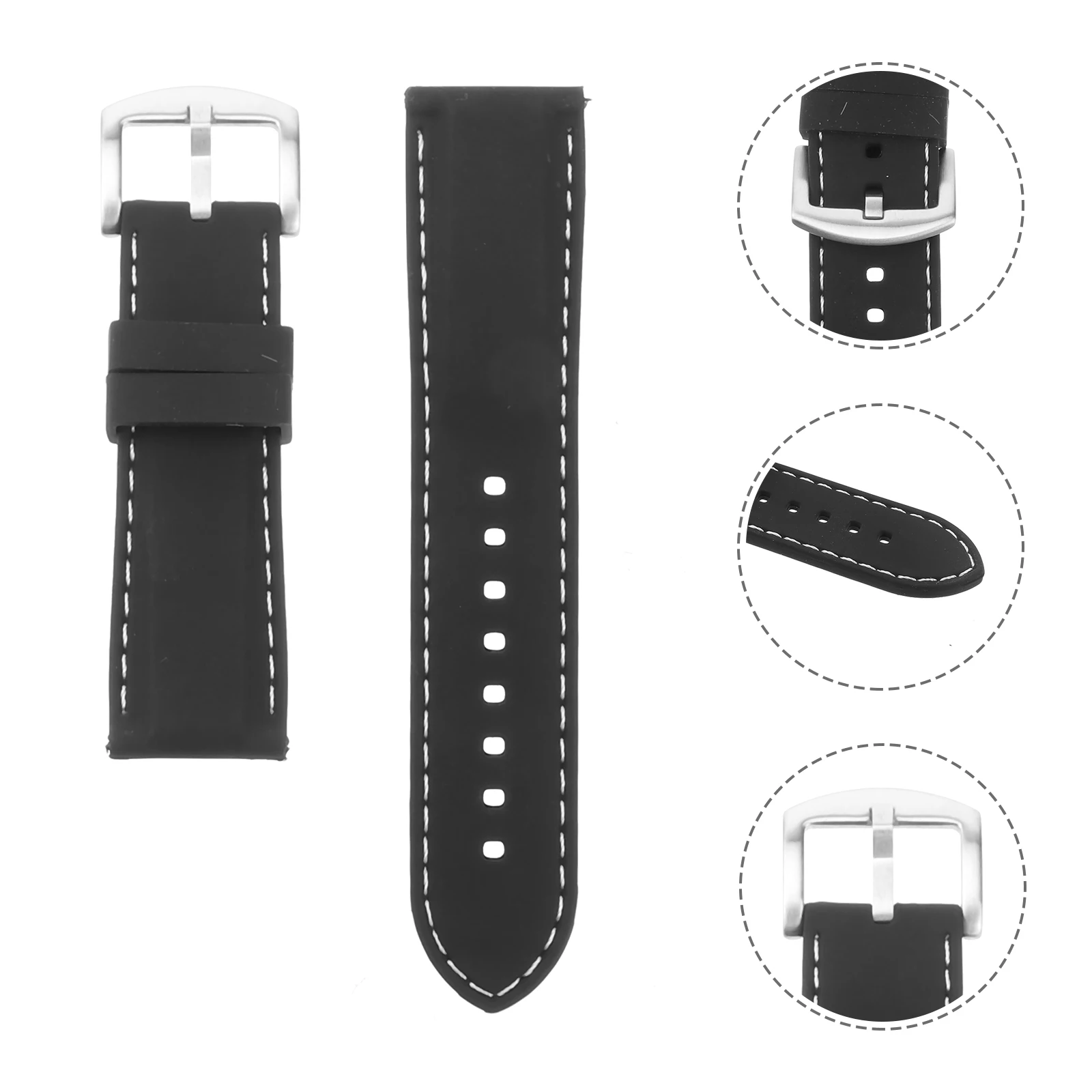 

Waterproof Watch Strap Swimming 24mm Switch Black with White Line Silicone Bands Straps Climbing