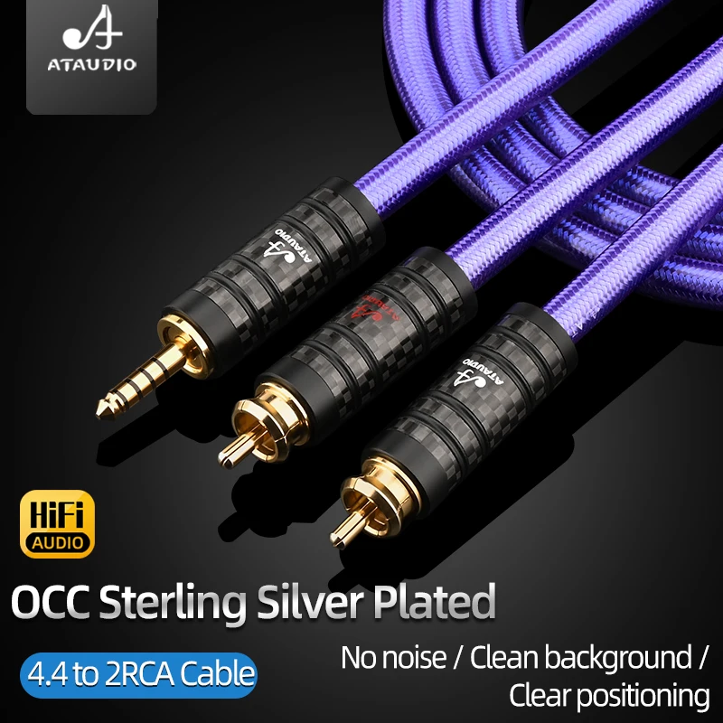 

HiFi OCC посеребренный балансный аудиокабель от 4,4 мм до 2RCA, высококачественный разветвитель от 4,4 мм/2,5 мм до Y, кабель 2RCA для усилителя динамика