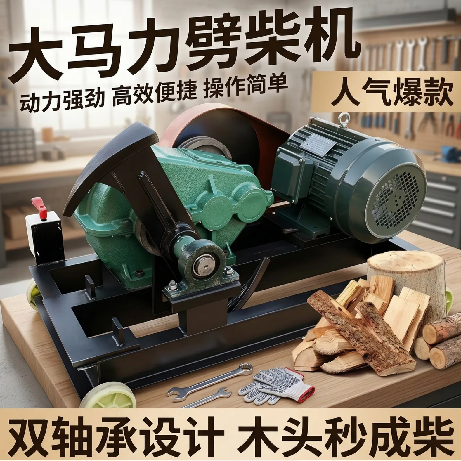 Household automatic electric rural strong wood chopping 220V380V firewood chopping machine