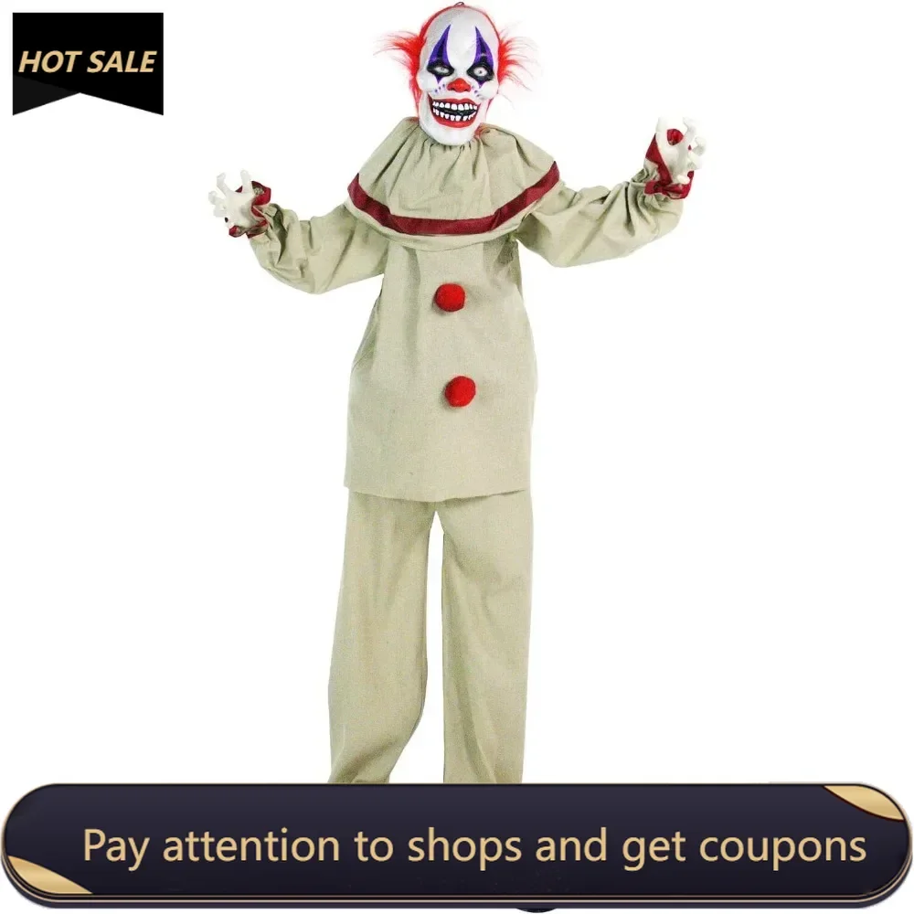 

Life-Size Scary Talking Clown, Halloween Animatronic with Motion and Touch Activated Lights and Sounds, Freight free