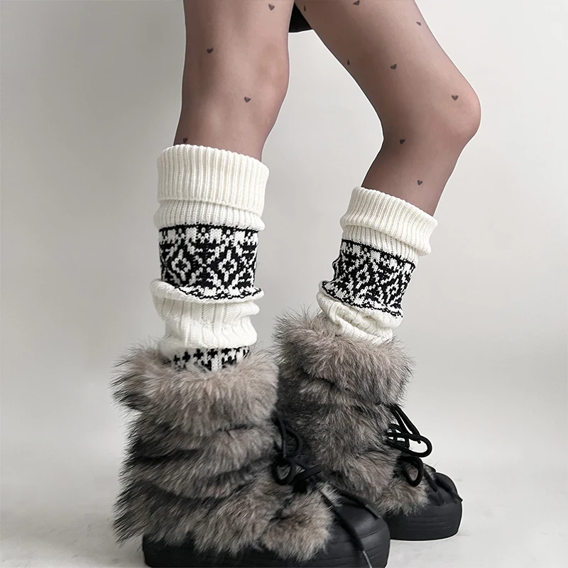 Japanese Jk Retro Ethnic Style Maillard Fair Island Warm Knitted Socks For Women