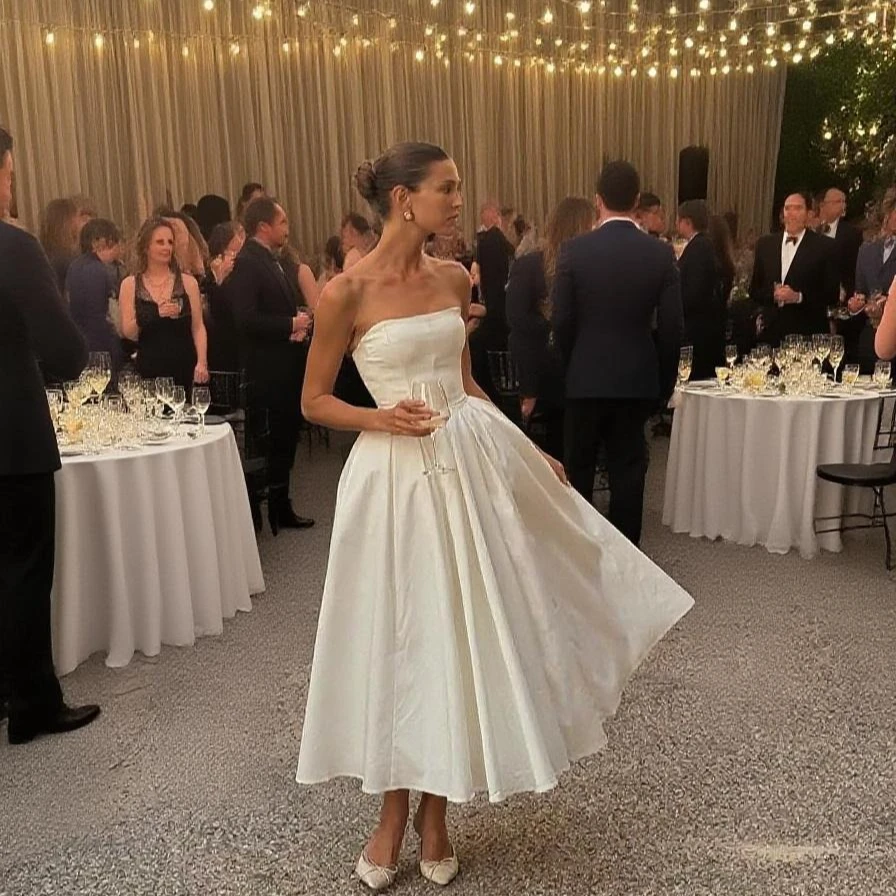 Mingmingxi – robe Corset sans bretelles, ajustée et évasée, Sexy, élégante, moulante, robes de soirée, mi-longues, pour invités de mariage, nouvel arrivage 2024