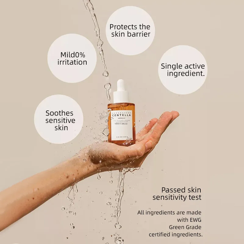 Serum Wajah Centella Asiatica Ampul Korea Pengontrol Minyak Menghilangkan Jerawat Esensi Pelembab untuk Produk Perawatan Kulit Kaca