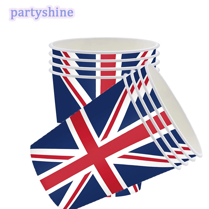 Kingdom UK Flag Flags British Party Tableware Kit Paper Tableware Kit Paper Plates Napkins Cups Banner Party Supplies